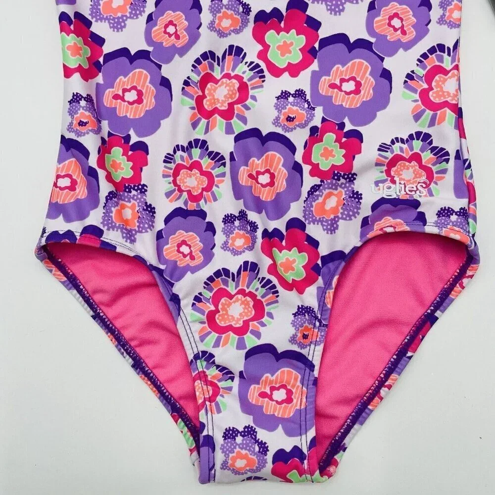Dolfin Uglies‎ Youth Girls Size 14 Floral Print One Piece Swimsuit DS9510 2509